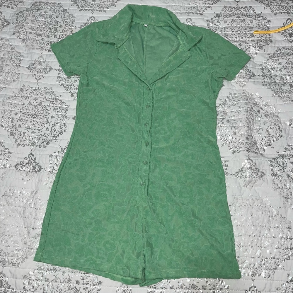 Green Button-Up Romper